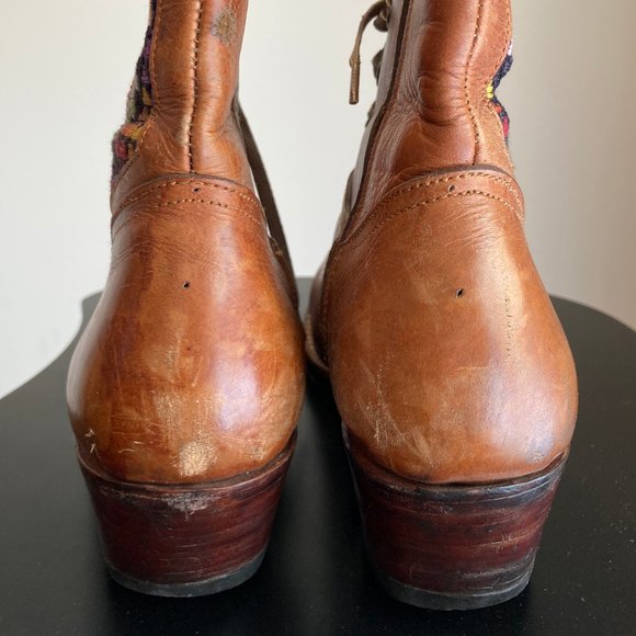 Polished Leather and Handwoven textile Ankle Boot - Picture 6 of 15